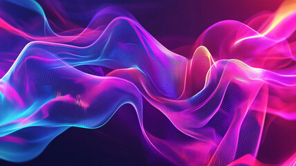 Poster - Colorful abstract illustration of flowing waves in vibrant hues of pink, blue, and purple