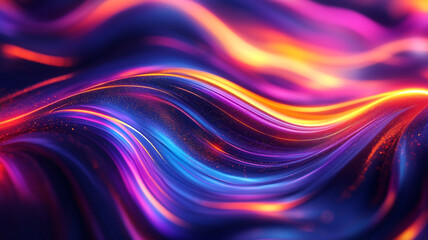 Poster - Dynamic flowing colors in vibrant abstract waves during a digital art creation process