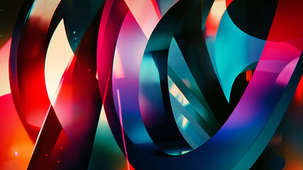 Poster - Vibrant abstract illustration of flowing shapes and colors in a dynamic composition