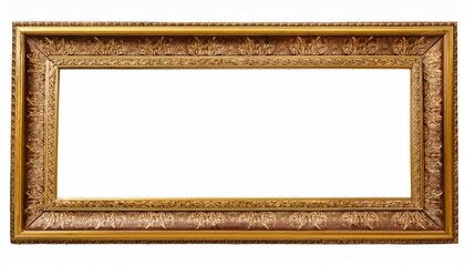 gold picture frame, antique gold frame, A rectangular wooden golden painting frame with antique ornaments, frame with clipping path