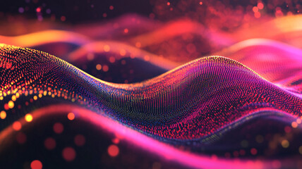 Poster - Vibrant waves of color and light create a stunning abstract landscape at dusk