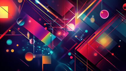 Poster - Vibrant abstract illustration of geometric shapes and dynamic light patterns