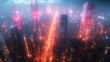 © TranNgoc - A smart city seen from above, where glowing data networks connect roads, skyscrapers, and high-tech transportation systems. The vibrant neon lines form a seamless web of communication,