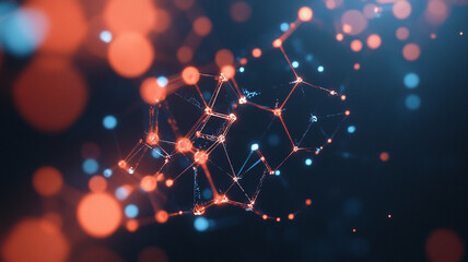 Poster - Abstract illustration of interconnected hexagons and glowing spheres in a technology-inspired design