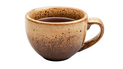 side view of a hand crafted ceramic teacup transparant background