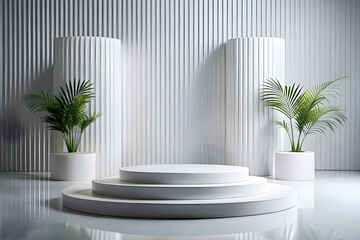 Wall Mural - Photo White Podium Stage Platform For Product Display Showcase 3D Rendering