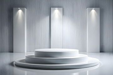 Wall Mural - Photo White Podium Stage Platform For Product Display Showcase 3D Rendering