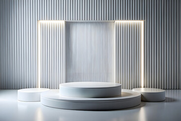 Wall Mural - Photo White Podium Stage Platform For Product Display Showcase 3D Rendering