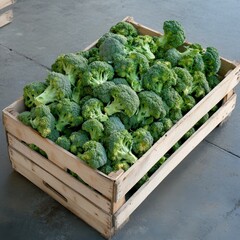 Wall Mural - A fresh broccoli (Brassica oleracea), with bright green florets ready for market sale