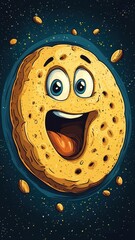 Wall Mural - Cookie illustrated in cartoon style with exaggerated features and fun, vibrant colors.