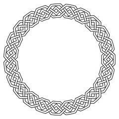 Poster - Tribal circle frame on isolated white background. Mayan concept, tattoo. Vector illustration.