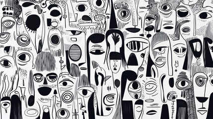 Wall Mural - Abstract Faces.