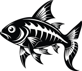 Wall Mural - black fish vector illustration silhouette, Print