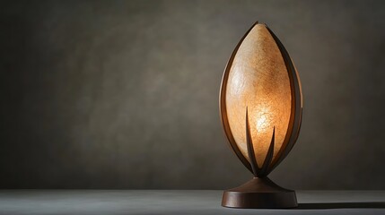 Canvas Print - Wooden Table Lamp with a Cracked Glass Shade