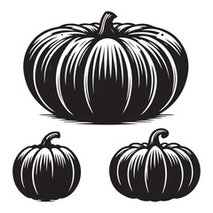 Set of pumpkin silhouettes isolated on a white background, Vector illustration.