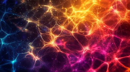 Leinwandbilder - Abstract purple orang and pink Digital Connections network line background