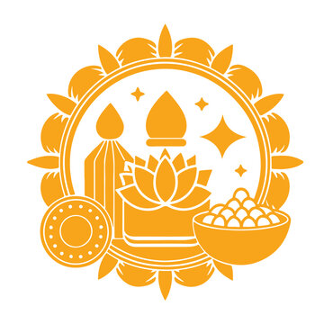 Black Color Bhai Dooj Elements Silhouette Vector Illustrations svg