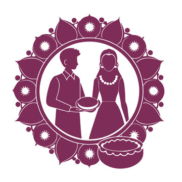 Black Color Bhai Dooj Elements Silhouette Vector Illustrations svg