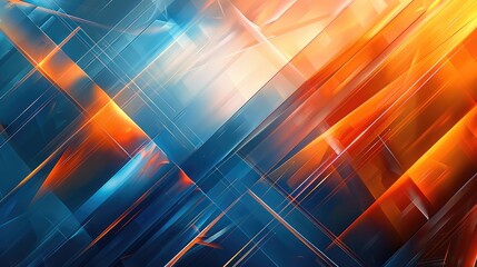 Poster - Depict an abstract background with intersecting blue and orange lines. Generative AI.
