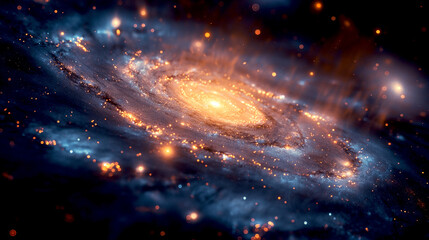 Wall Mural - Cosmos, space and spiral universe galaxy on darkbackground with light, pattern and color glow solar system. Galaxy, infinity and planets in milky way