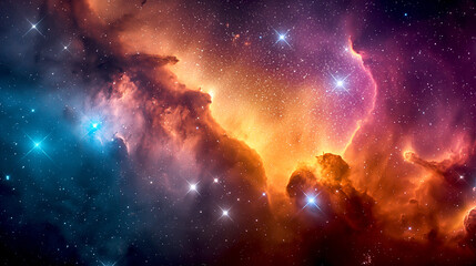 Wall Mural - Splashes of colorful bright nebulae in Milky Way emission and reflection nebulae  space background