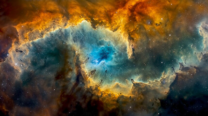 Wall Mural - Splashes of colorful bright nebulae in Milky Way emission and reflection nebulae  space background