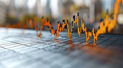 Fototapete - Sharp upward stock graph on a clean, white background. Generative AI.