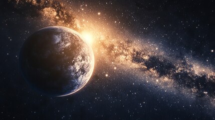 Wall Mural - A stunning, realistic 4K view of space, showcasing the detailed beauty of distant stars, planets, and galaxies in breathtaking clarity.