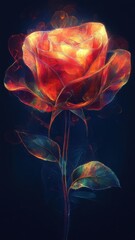 Wall Mural - A rose rendered in digital art style, with sharp lines and vivid hues creating a modern and dynamic interpretation of this timeless flower.