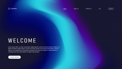 Fototapete - Abstract wave futuristic design of landing page. gradient mesh design
