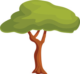 Poster - This cartoon tree with a thick brown trunk and lush green crown is perfect for adding a touch of nature to any project