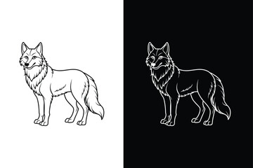 Wall Mural - Powerful Wolf line Icon. Clean Vector Illustration for Versatile Use