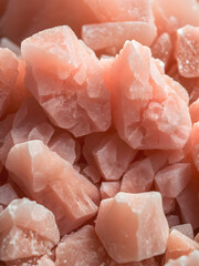 Extreme close-up of fine pink Himalayan salt crystals in powder form