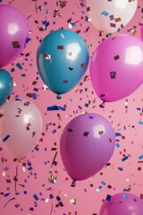 Sticker - Pink Balloons and Confetti