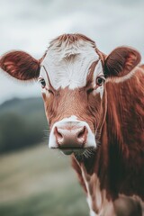 Poster - Brown and White Cow in Field