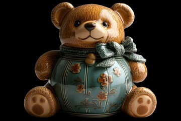 a ceramic bear with a bow

