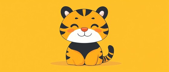 Charming doodle of a cute tiger, simple and minimalistic, cartoonstyle illustration with an endearing appeal