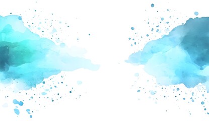 Wall Mural - Abstract Watercolor Background with Blue and Turquoise Splashes