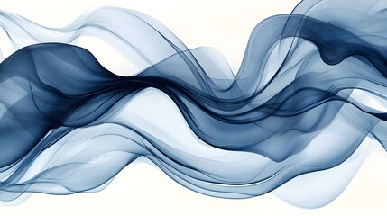 Sticker - Abstract Blue Waves on White Background