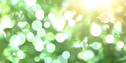 Canvas Print - Abstract Green Bokeh Background with Sunlight