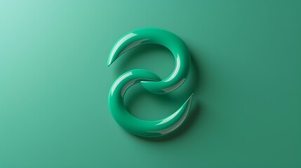 Wall Mural - A 3D minimalistic logo of a clean, circular infinity symbol, isolated on a solid emerald green background