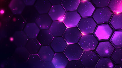 Wall Mural - Abstract Purple Hexagon Pattern with Glowing Lights