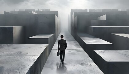 Navigating the Foggy Concrete Maze: A Businessmans Journey