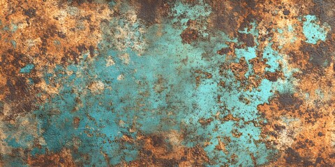 Wall Mural - Rusty Metal Texture with Turquoise Paint