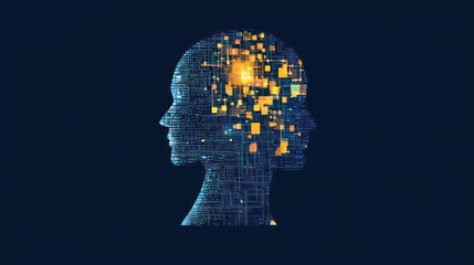 machine learning data transformation, digital to ai models, flat design illustration