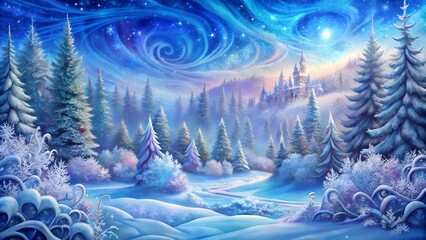 Wall Mural - beautiful winter night scene