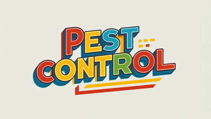 Pest Control word colorful lettering retro concept on plain white background