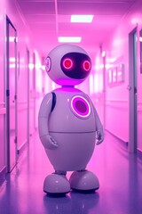 Sticker - Robot in Hallway with Pink Light