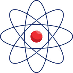 Poster - Atom model illustrating the concept of nuclear energy, with electrons orbiting around the nucleus
