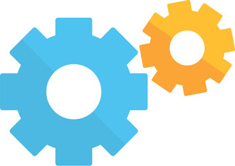 Poster - Two gears interlocking representing teamwork and illustrating a concept of partnership